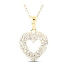  10k Yellow Gold Womens Round Diamond Heart Pendant 1/2 Cttw