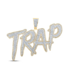  10k Two-tone Gold Mens Round Diamond Trap Phrase Charm Pendant 3 Cttw