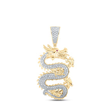  10k Yellow Gold Mens Round Diamond Dragon Charm Pendant 5/8 Cttw
