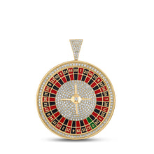  10k Yellow Gold Mens Round Diamond Roulette Casino Charm Pendant 5 Cttw