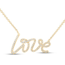  10k Yellow Gold Womens Round Diamond Love Fashion Necklace 1/4 Cttw