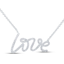  10k White Gold Womens Round Diamond Love Fashion Necklace 1/4 Cttw
