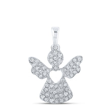  10k White Gold Womens Round Diamond Angel Pendant 1/3 Cttw