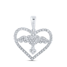  10k White Gold Womens Round Diamond Angel Heart Pendant 5/8 Cttw