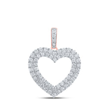  10k Rose Gold Womens Round Diamond Heart Pendant 5/8 Cttw