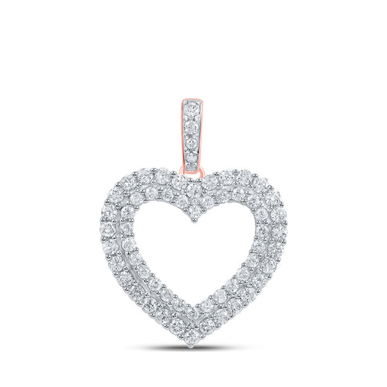 10k Rose Gold Womens Round Diamond Heart Pendant 5/8 Cttw