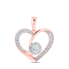  10k Rose Gold Womens Round Diamond Heart Pendant 3/8 Cttw