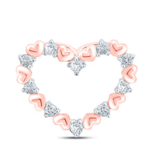  10k Rose Gold Womens Round Diamond Heart Pendant 1/4 Cttw