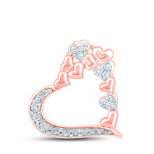  10k Rose Gold Womens Round Diamond Heart Pendant 1/5 Cttw
