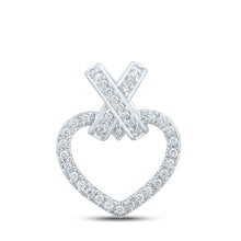  10k White Gold Womens Round Diamond Heart Pendant 1/4 Cttw