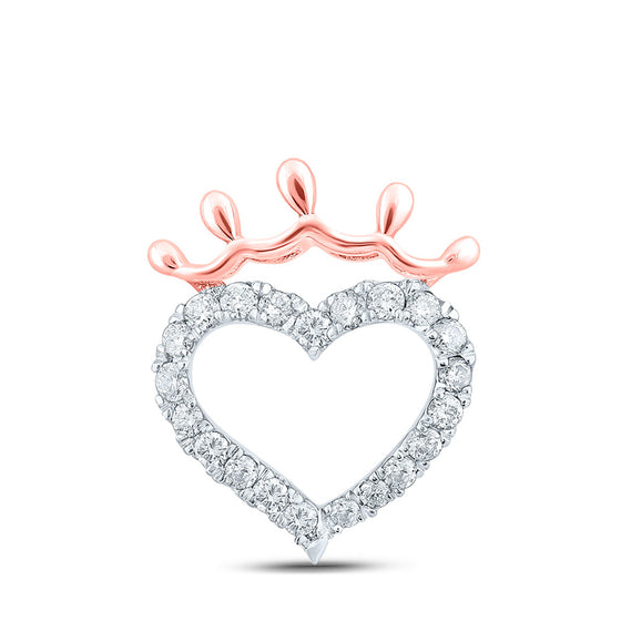 10k Rose Gold Womens Round Diamond Heart Pendant 1/4 Cttw