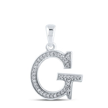  10k White Gold Womens Round Diamond Initial G Letter Pendant 1/12 Cttw