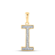  10k Yellow Gold Womens Round Diamond Initial I Letter Pendant 1/20 Cttw