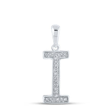  10k White Gold Womens Round Diamond Initial I Letter Pendant 1/20 Cttw