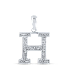 10k White Gold Womens Round Diamond Initial H Letter Pendant 1/10 Cttw