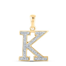  10k Yellow Gold Womens Round Diamond Initial K Letter Pendant 1/12 Cttw