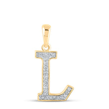  10k Yellow Gold Womens Round Diamond Initial L Letter Pendant 1/12 Cttw