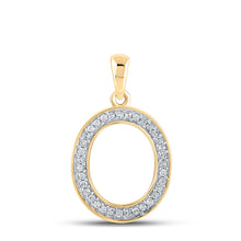  10k Yellow Gold Womens Round Diamond Initial O Letter Pendant 1/10 Cttw