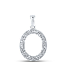  10k White Gold Womens Round Diamond Initial O Letter Pendant 1/10 Cttw