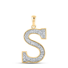  10k Yellow Gold Womens Round Diamond Initial S Letter Pendant 1/10 Cttw