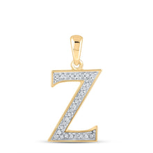  10k Yellow Gold Womens Round Diamond Initial Z Letter Pendant 1/12 Cttw