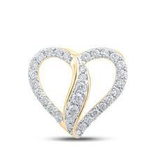  10k Yellow Gold Womens Round Diamond Heart Pendant 1/3 Cttw