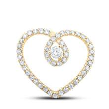  10k Yellow Gold Womens Round Diamond Heart Pendant 1/3 Cttw