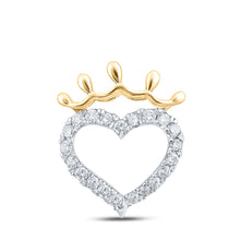  10k Yellow Gold Womens Round Diamond Heart Pendant 1/4 Cttw