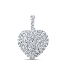  10k White Gold Womens Round Diamond Heart Pendant 7/8 Cttw