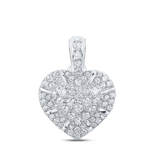  10k White Gold Womens Round Diamond Heart Pendant 5/8 Cttw