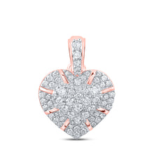  10k Rose Gold Womens Round Diamond Heart Pendant 5/8 Cttw