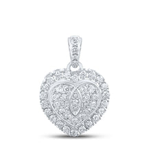  10k White Gold Womens Round Diamond Heart Pendant 1 Cttw