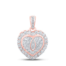  10k Rose Gold Womens Round Diamond Heart Pendant 1 Cttw