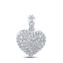  10k White Gold Womens Round Diamond Heart Pendant 7/8 Cttw