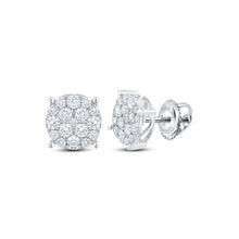  10k White Gold Round Diamond Cluster Earrings 1 Cttw