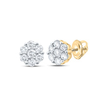  10k White Gold Womens Round Diamond Flower Cluster Earrings 1 Cttw