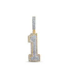  10k Two-tone Gold Mens Round Diamond Number One Charm Pendant 7/8 Cttw