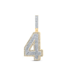  10k Two-tone Gold Mens Round Diamond Number Four Charm Pendant 1-1/4 Cttw