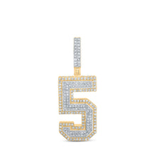  10k Two-tone Gold Mens Round Diamond Number 5 Charm Pendant 1-1/4 Cttw