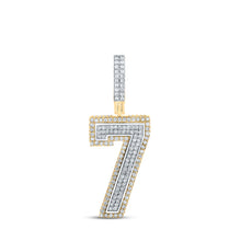  10k Two-tone Gold Mens Round Diamond Number 7 Charm Pendant 1 Cttw