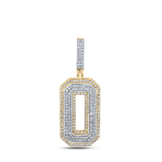 10k Two-tone Gold Mens Round Diamond Number 0 Charm Pendant 1-1/3 Cttw