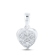  10k White Gold Womens Round Diamond Heart Pendant 1/4 Cttw