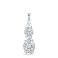  10k White Gold Womens Round Diamond Double Cluster Pendant 1/4 Cttw