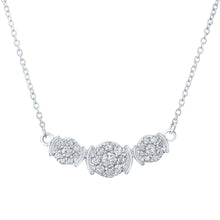  10k White Gold Womens Round Diamond Triple Cluster Necklace 1/4 Cttw