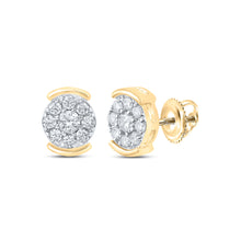  10k Yellow Gold Womens Round Diamond Cluster Earrings 1/4 Cttw