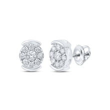  10k White Gold Womens Round Diamond Cluster Earrings 1/4 Cttw