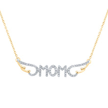  10k Yellow Gold Womens Round Diamond Mom Necklace 1/6 Cttw