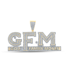  10k Yellow Gold Mens Round Diamond God Family Money GFM Phrase Charm Pendant 3 Cttw