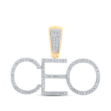  10k Yellow Gold Mens Round Diamond CEO Phrase Charm Pendant 1/3 Cttw