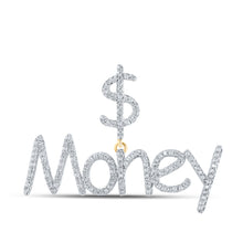  10k Yellow Gold Mens Round Diamond Dollar Money Phrase Charm Pendant 1/2 Cttw
